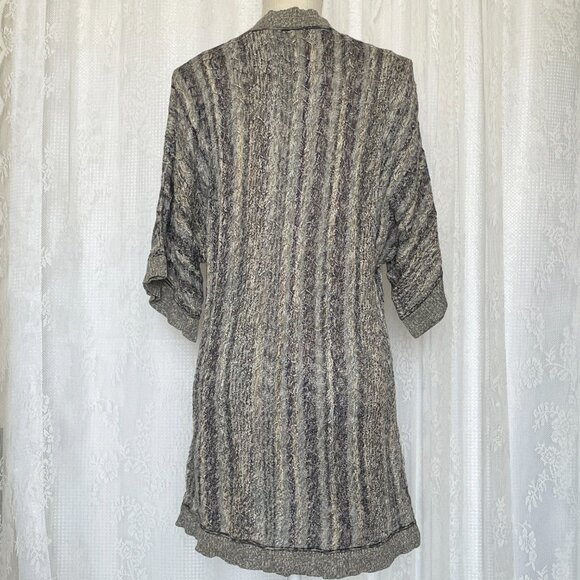 Peruvian Connection Women's Cardigan Large Short Sleeve Gray Knit Long V-Neck - Picture 3 of 7